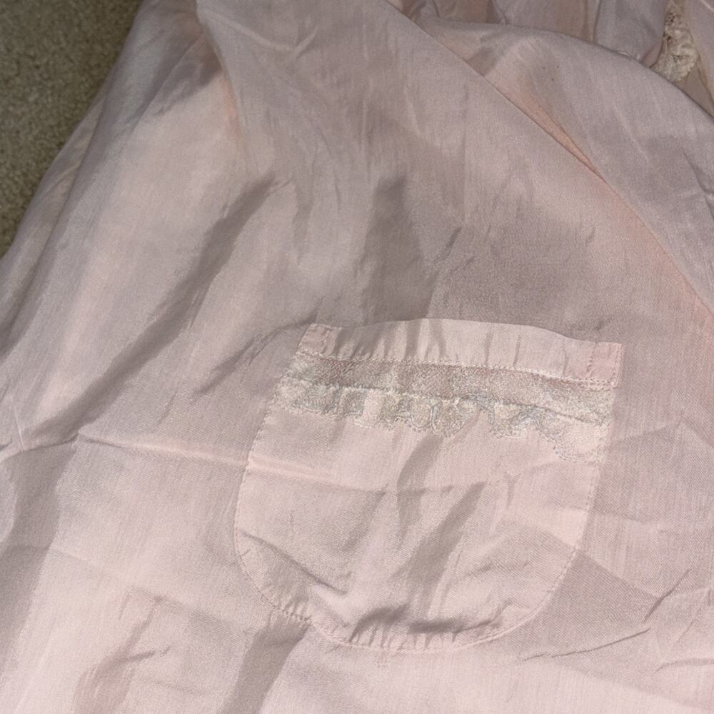 Vintage Unique Barbizon Peignoir Nightgown Robe Set Lace Embroidered Pink SZ M - Picture 6 of 11
